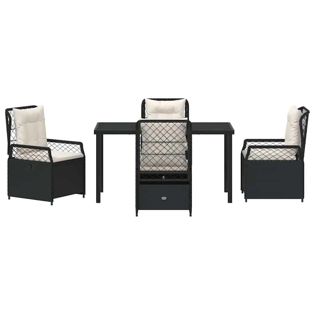 Garden Dining Set Black 5 Piece Outdoor Furniture Poly Rattan Table Chairs