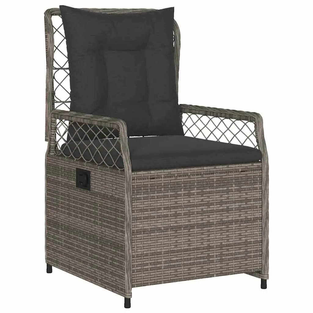 Garden Dining Set 3 Piece Grey Poly Rattan Outdoor Furniture Table Chairs