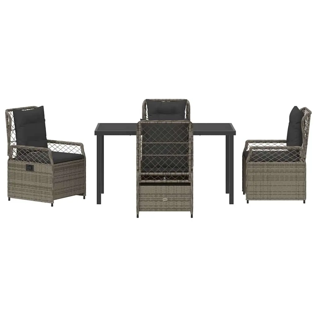 Garden Dining Set 5 Piece Grey Poly Rattan Table Chair Outdoor Furniture