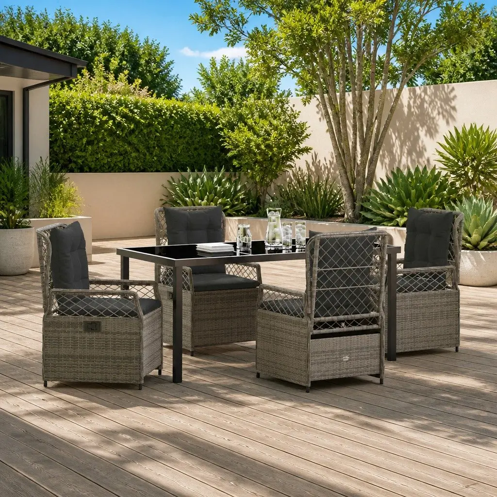 5-Piece Outdoor Dining Set with Adjustable Chairs