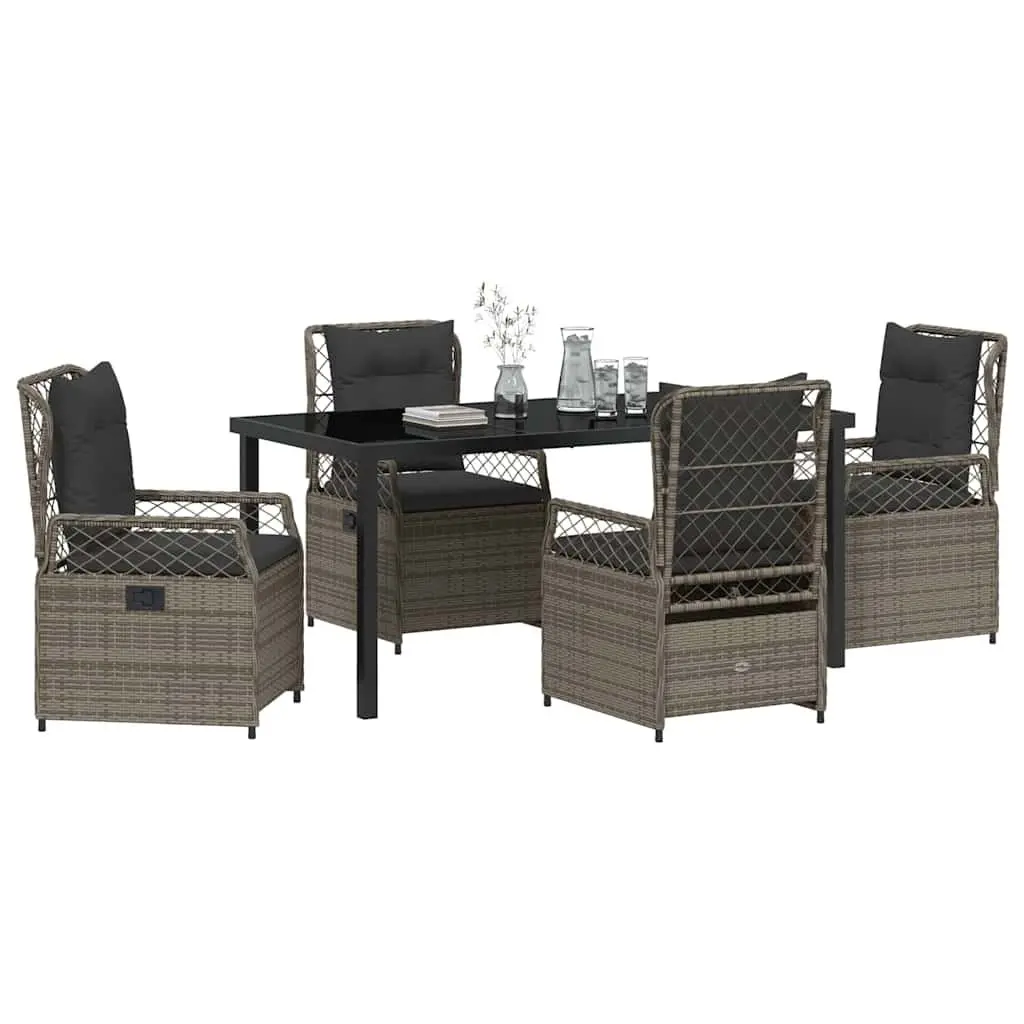 5-Piece Outdoor Dining Set with Adjustable Chairs