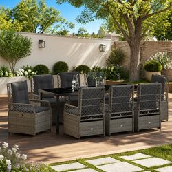Compact 9-Piece Garden Dining Set with Comfort and Style