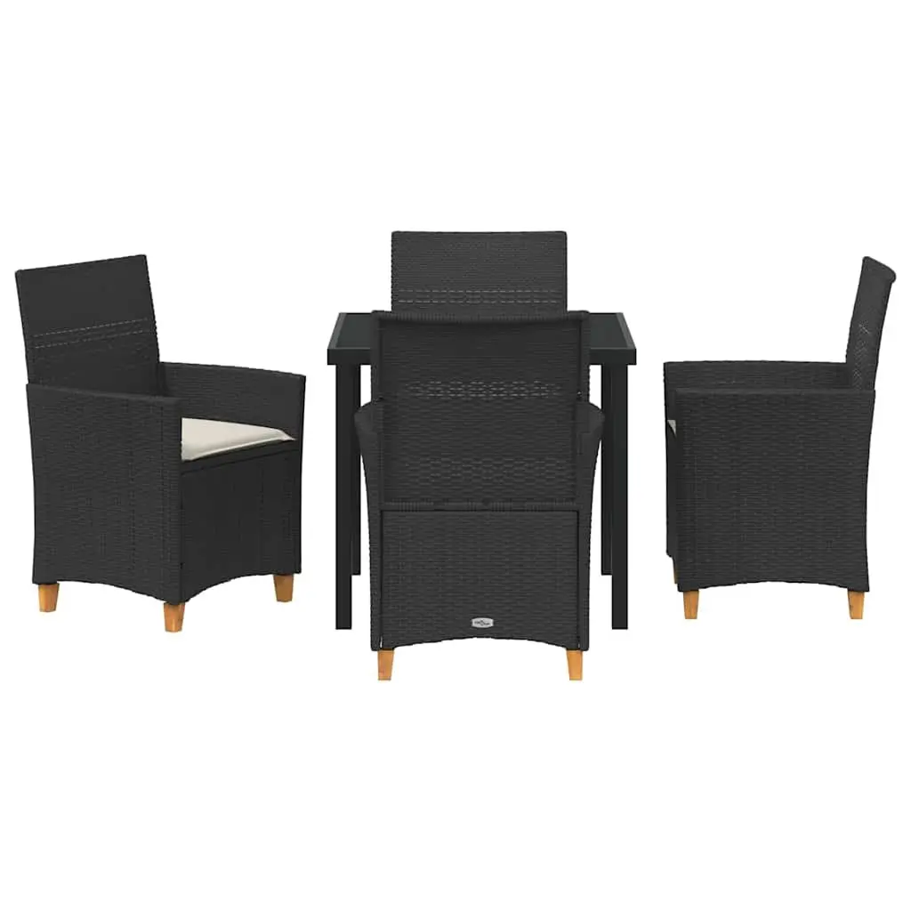 Garden Dining Set 5 Piece Outdoor Furniture Black Poly Rattan Patio Table Chairs