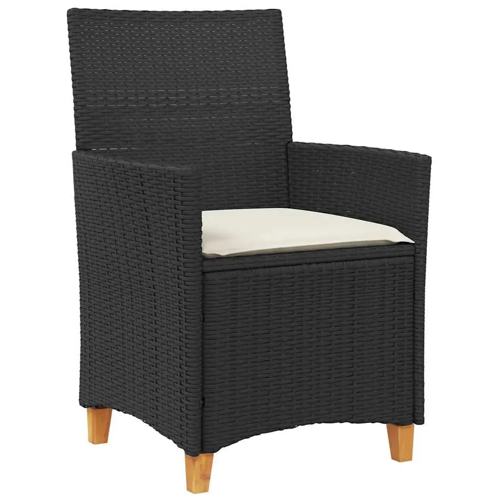 Outdoor Garden Dining Set 5 Pieces Black Poly Rattan Steel Frame Glass Top