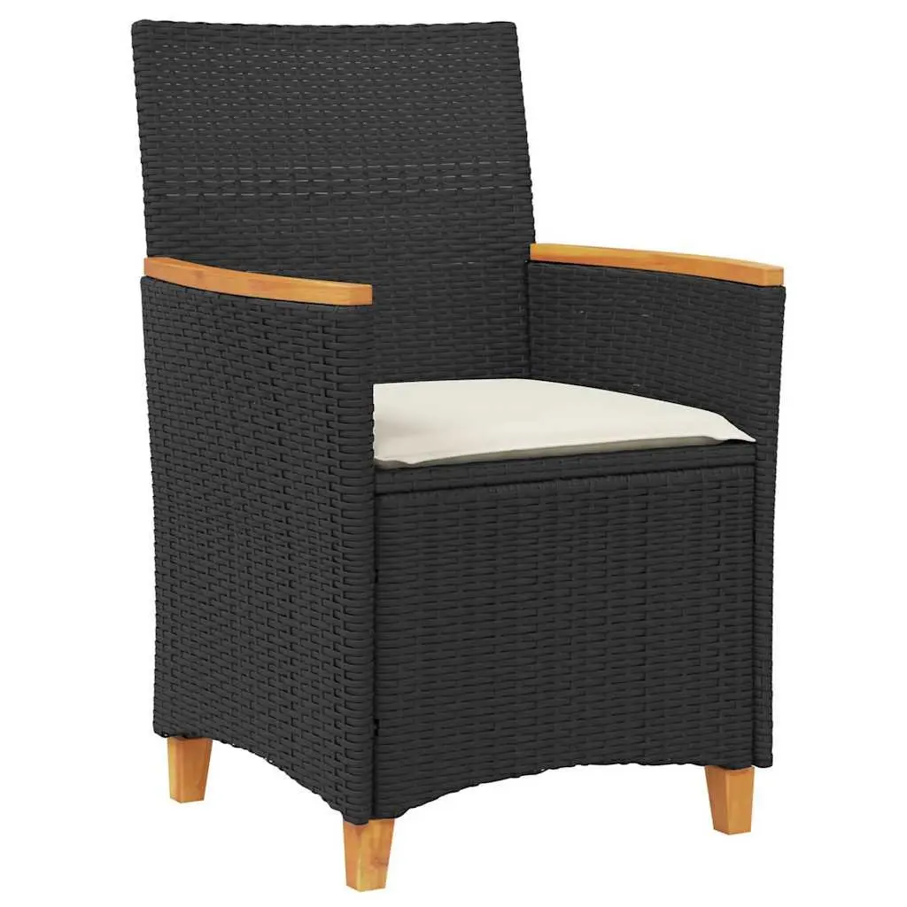 Garden Dining Set 3 Pieces Outdoor Patio Furniture Black Rattan Steel Frame