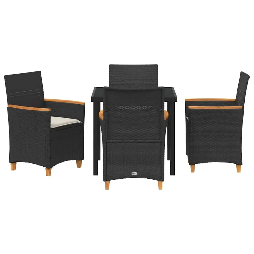 Garden Dining Set 5 Piece Outdoor Furniture Poly Rattan Steel Frame Glass Top