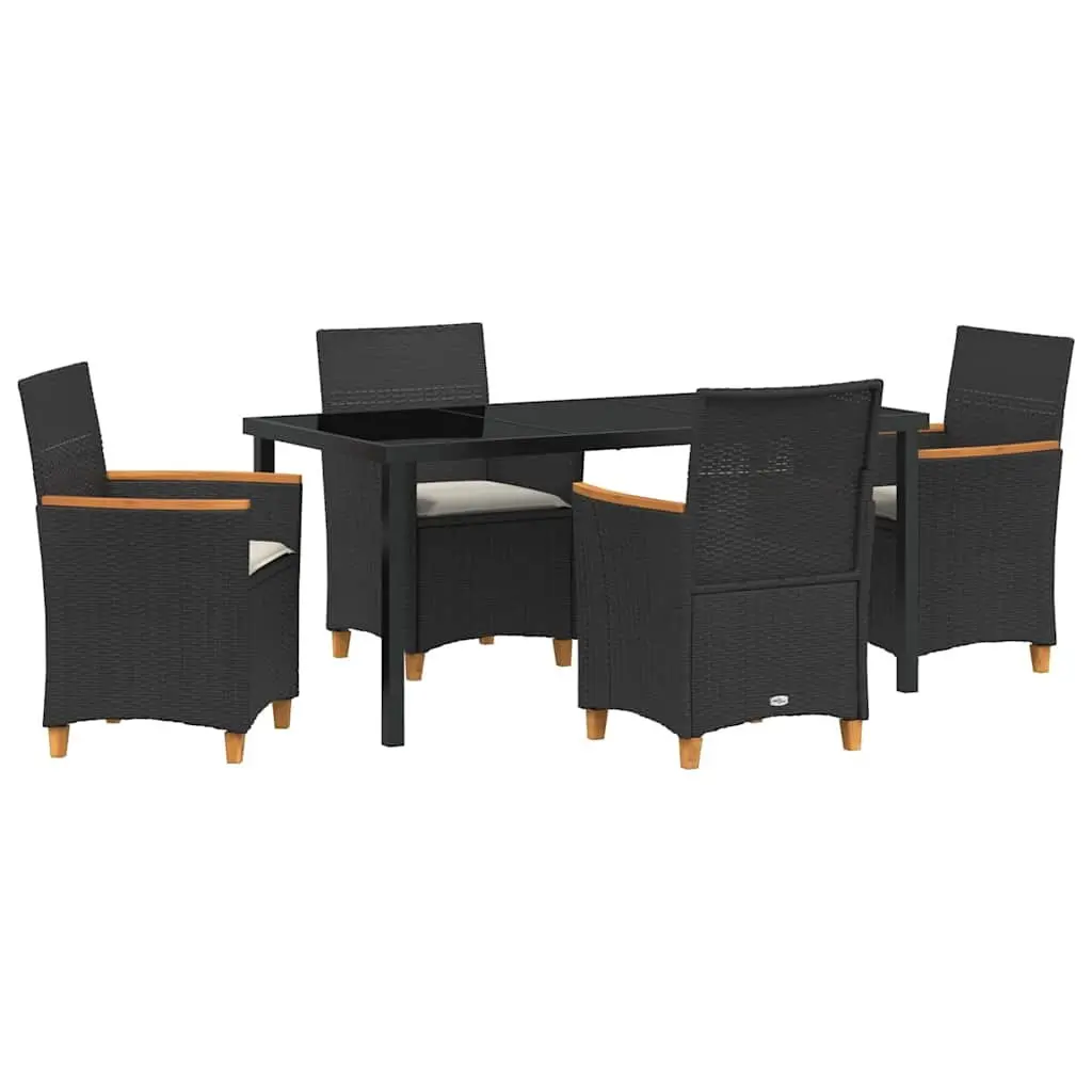 Garden Dining Set 5 Piece Outdoor Furniture Poly Rattan Steel Frame Glass Table