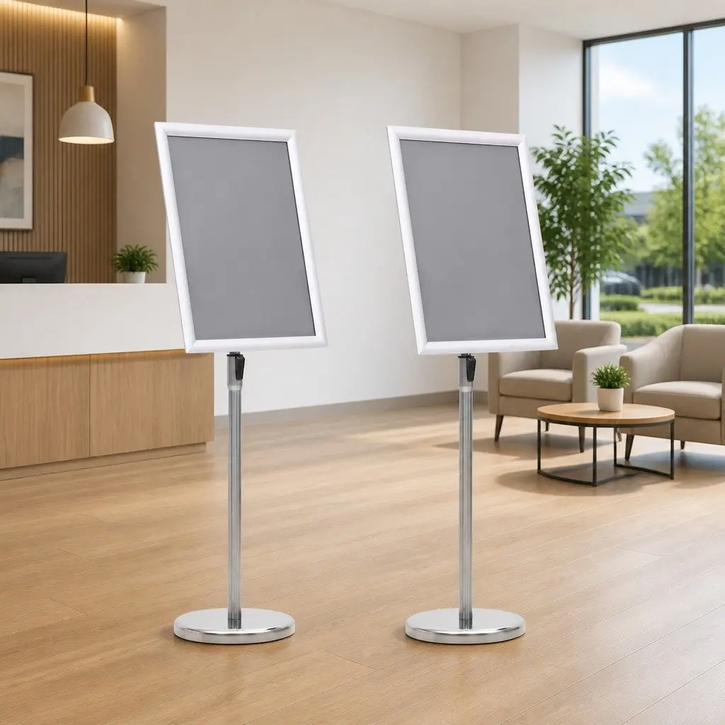 Poster Stand 2 pcs Silver 45 x 32.7 x 108 cm Height Adjustable Rotatable Display