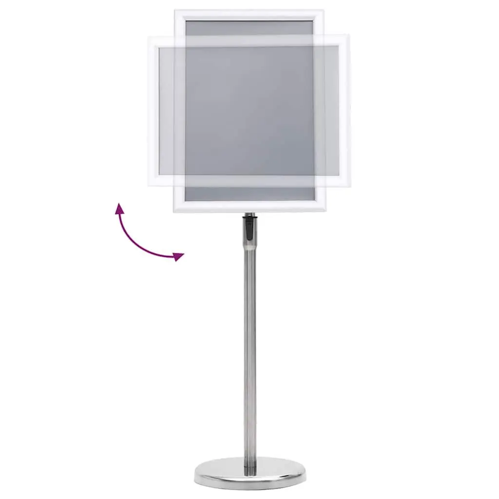 Poster Stand Silver 45 x 32.7 x 108 cm Height Adjustable Rotatable Display 2 Piece