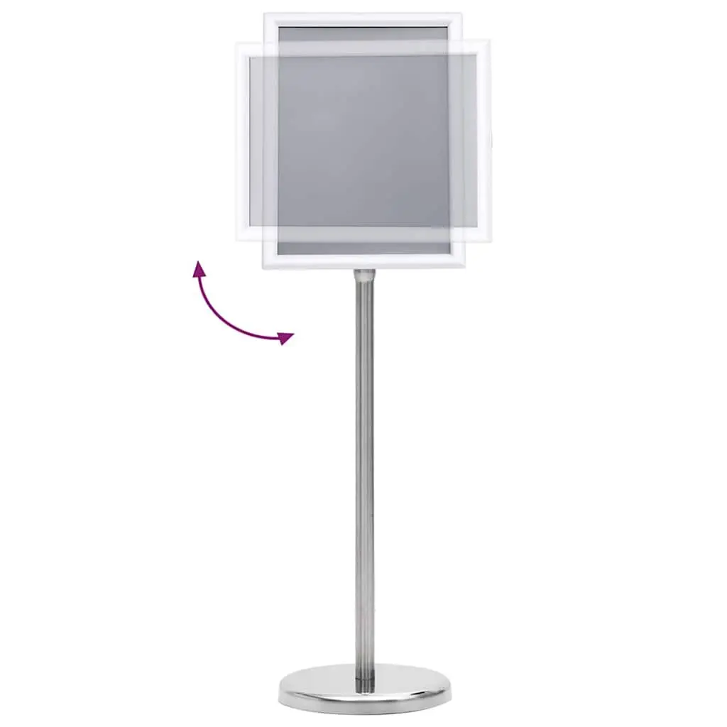 Poster Stand Silver Height Adjustable Rotatable Aluminum Frame 2 Pack