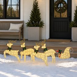 Gold LED Reindeer Set - 5 Beautifully Crafted Figures