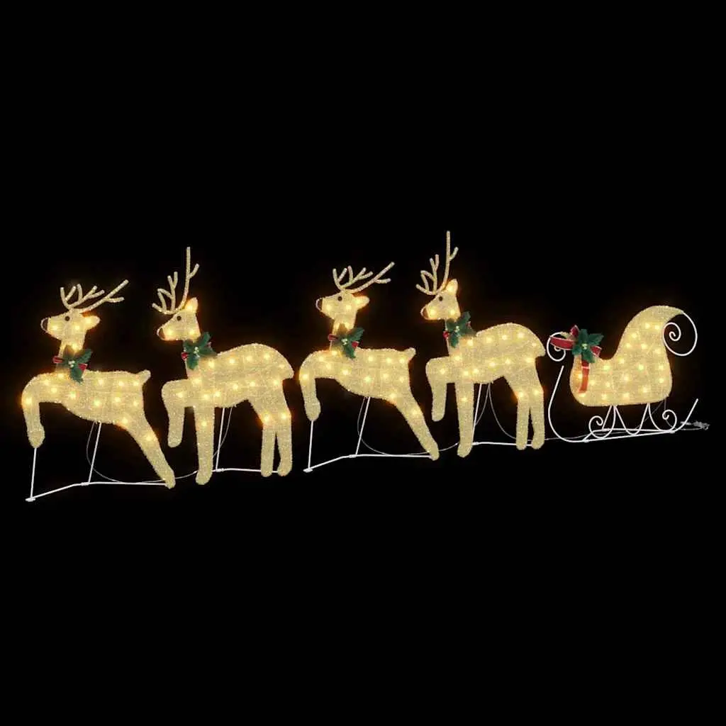 LED Reindeers Gold Fabric 5 Piece Christmas Holiday Home Garden Decoration Lights