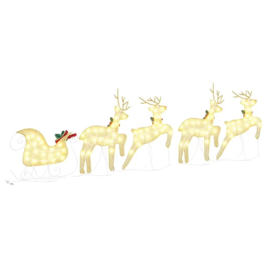 LED Reindeers Gold Fabric 5 Piece Christmas Holiday Home Garden Decoration Lights