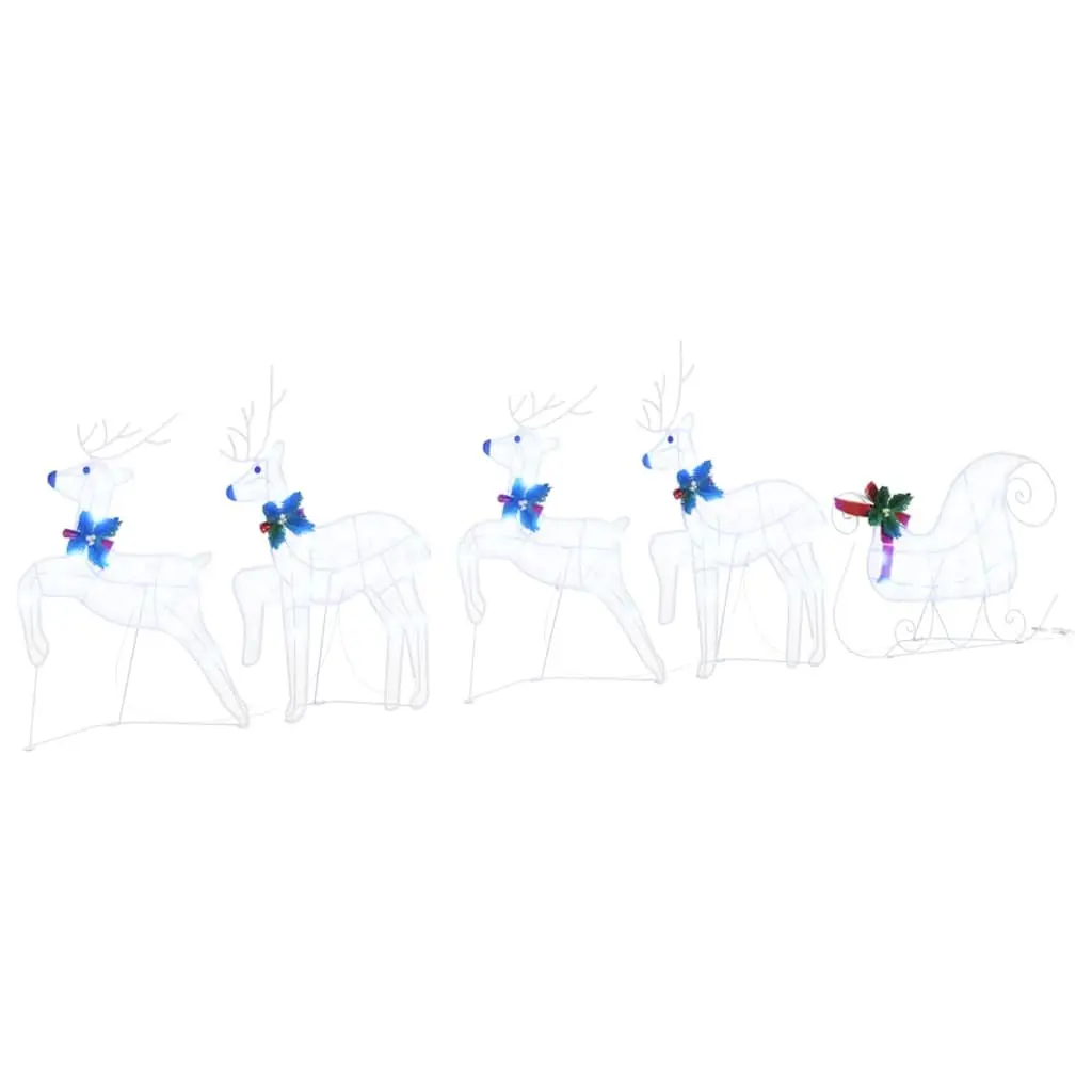 LED Reindeer Decorations White Fabric 5 Piece Art Deco Indoor