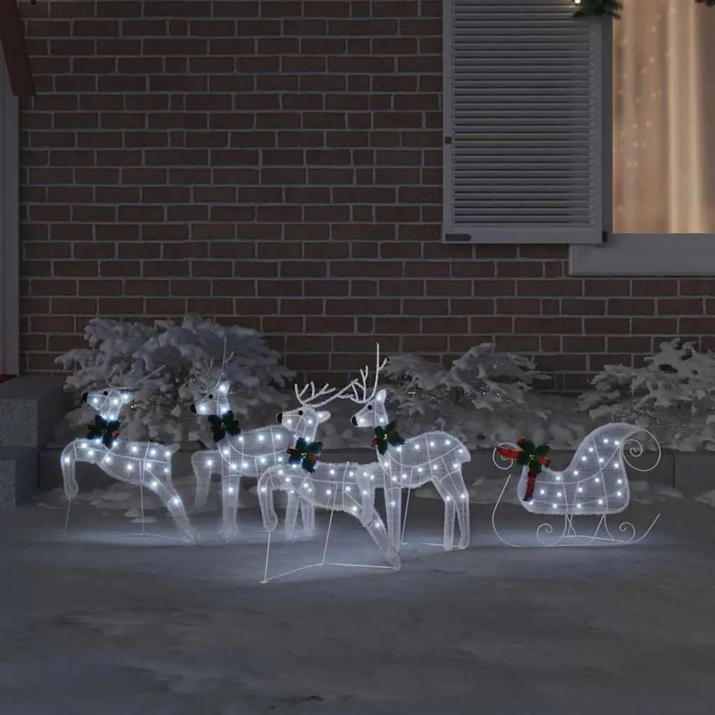 LED Reindeer Decorations White Fabric 5 Piece Art Deco Indoor