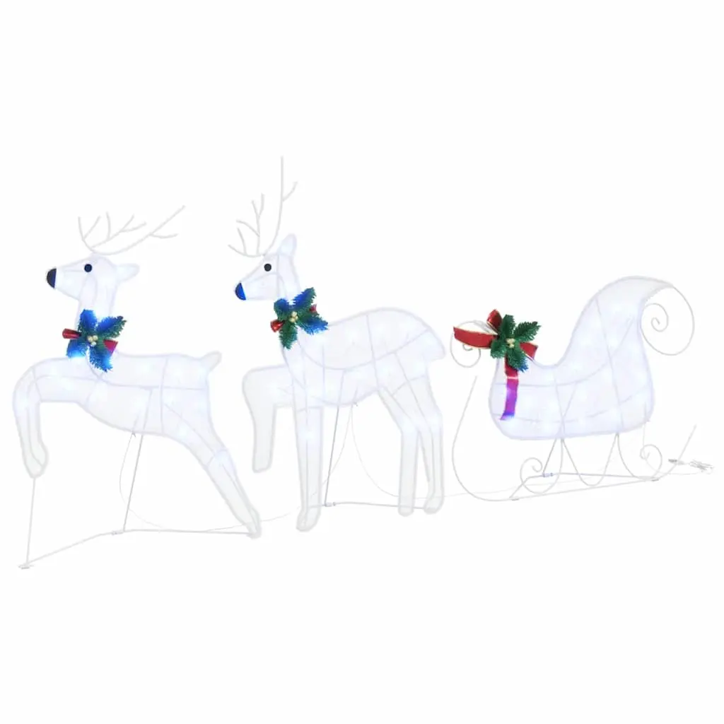LED Reindeer Decorations White Fabric 5 Piece Art Deco Indoor