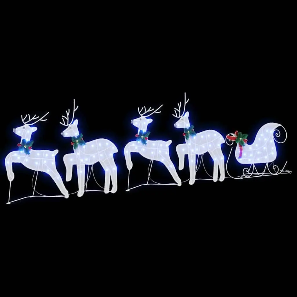 LED Reindeer Decorations White Fabric 5 Piece Art Deco Indoor