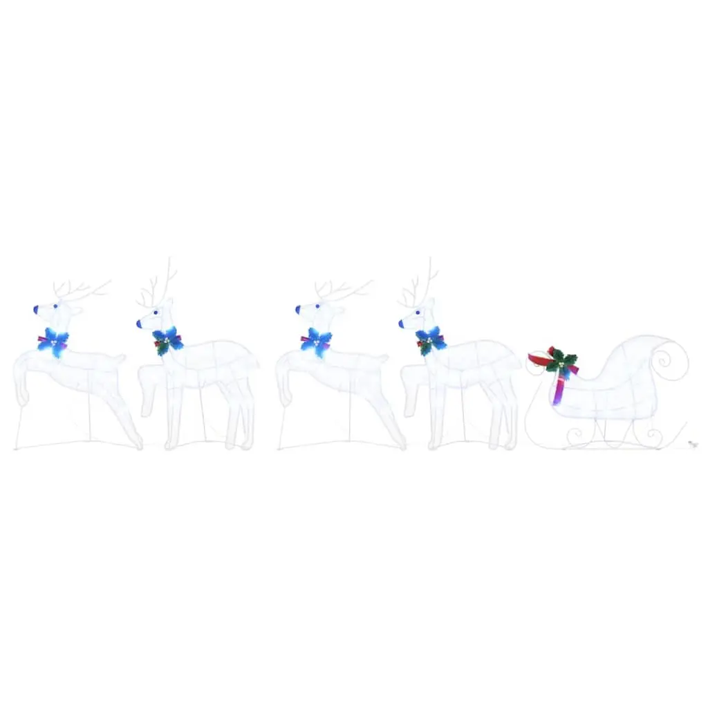 LED Reindeer Decorations White Fabric 5 Piece Art Deco Indoor