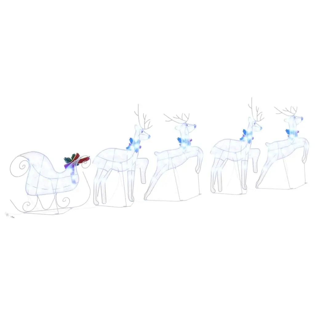 LED Reindeer Decorations White Fabric 5 Piece Art Deco Indoor
