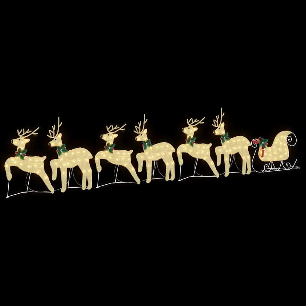 LED Reindeer Decorations 7 Pieces Gold Fabric Art Deco Christmas Holiday