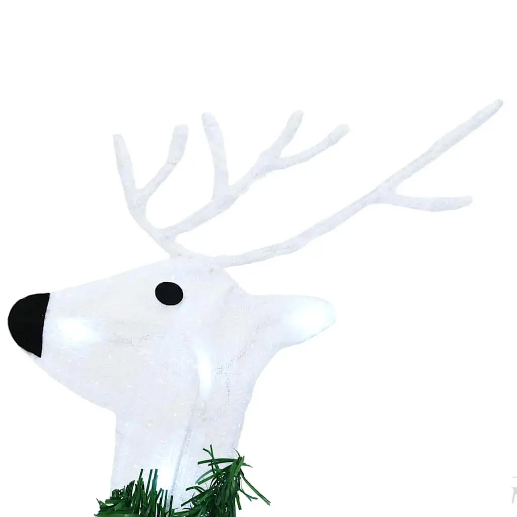 LED Reindeer Decorations White Fabric 7 Piece Art Deco Style Christmas Holiday