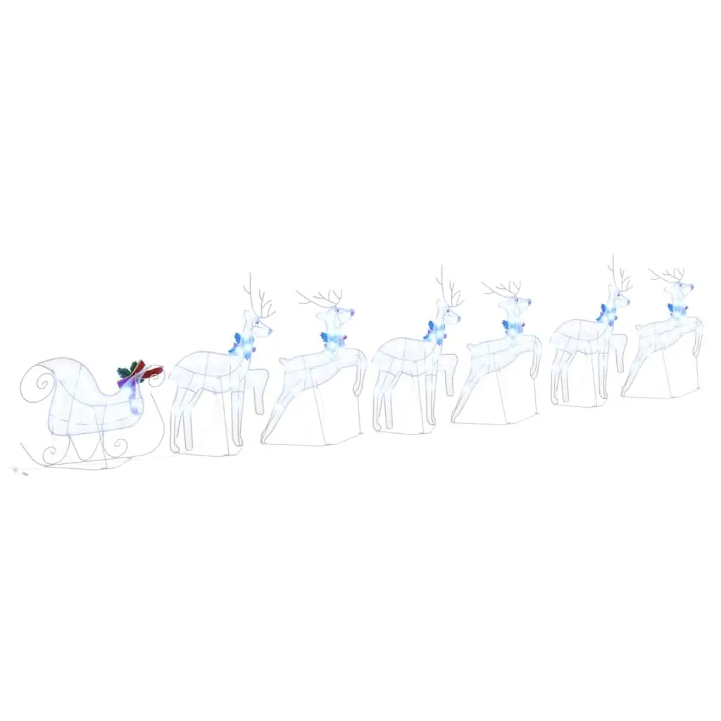 LED Reindeer Decorations White Fabric 7 Piece Art Deco Style Christmas Holiday