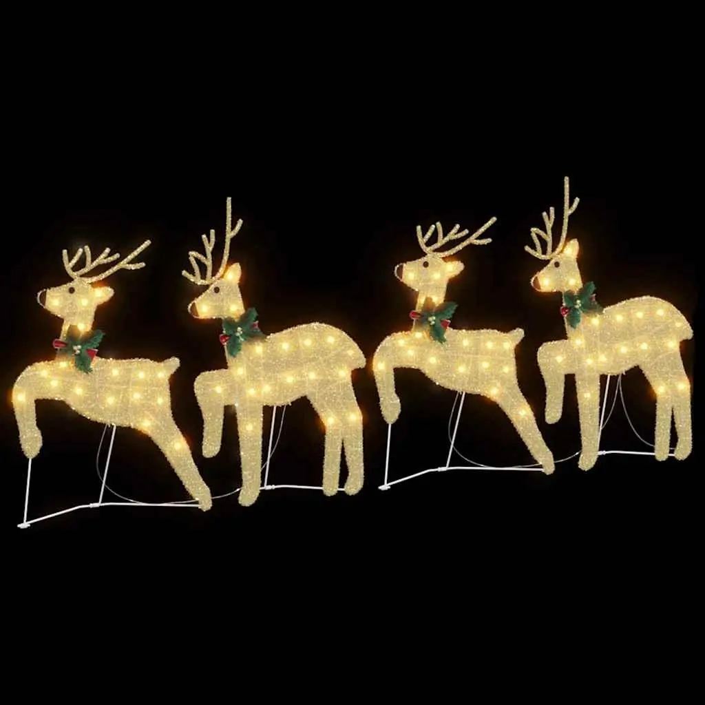 LED Reindeer Decoration Gold 4 Piece Art Deco Holiday Light