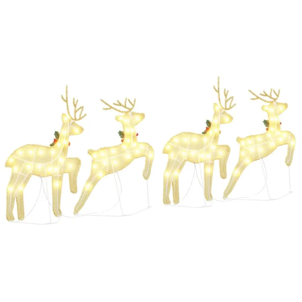 LED Reindeer Decoration Gold 4 Piece Art Deco Holiday Light
