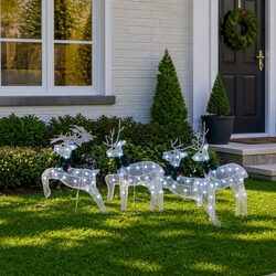 Compact 4-Piece White LED Reindeer Set for Festivity
