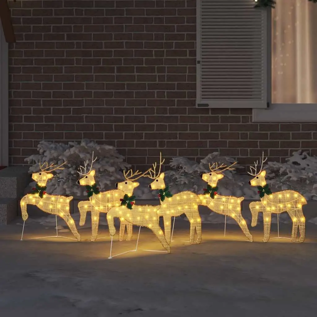 LED Reindeer Christmas Decorations 6 Pieces Gold Holiday Festive Lights Home