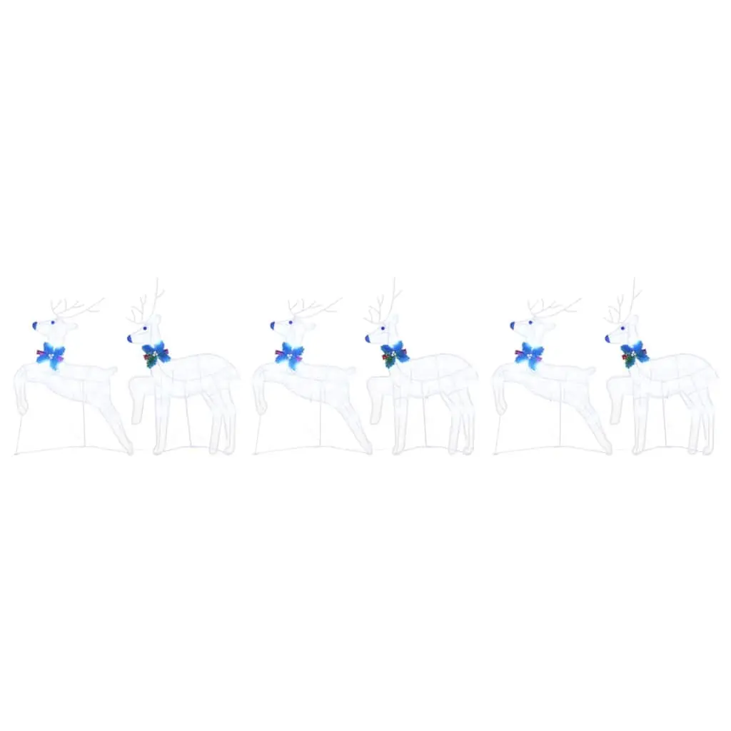 LED Reindeer Christmas Decorations 6 Piece Set White Holiday Festive Indoor