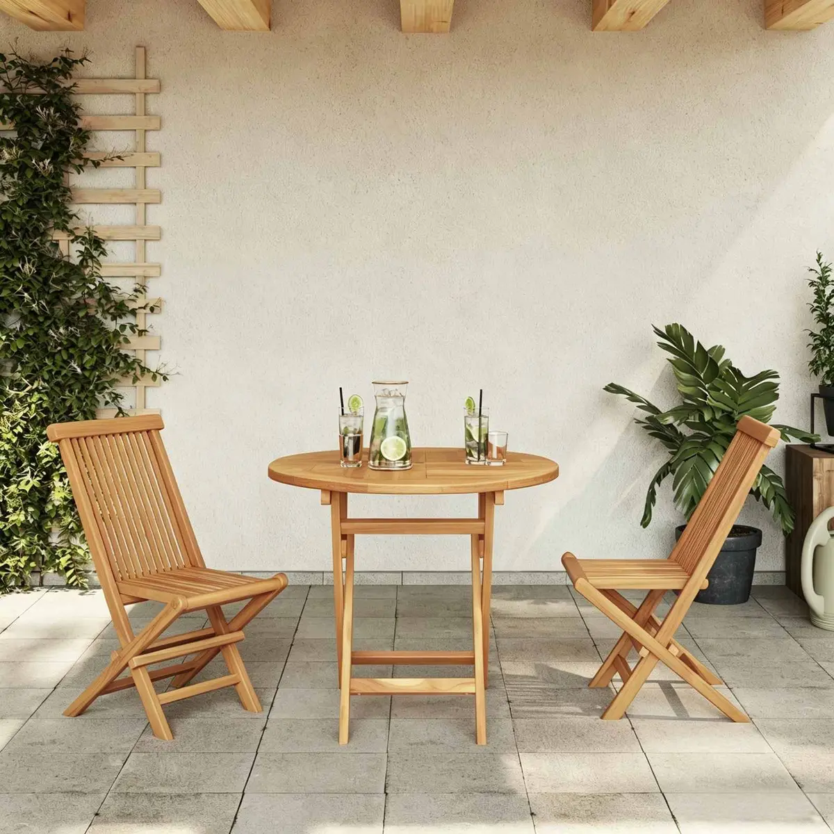 Garden Dining Set 3 Pieces Brown Solid Acacia Wood Outdoor Furniture Table