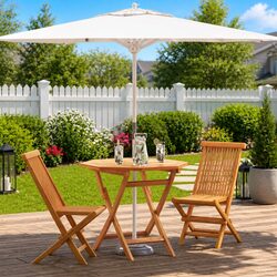 Compact 3-Piece Outdoor Dining Set with Acacia Wood