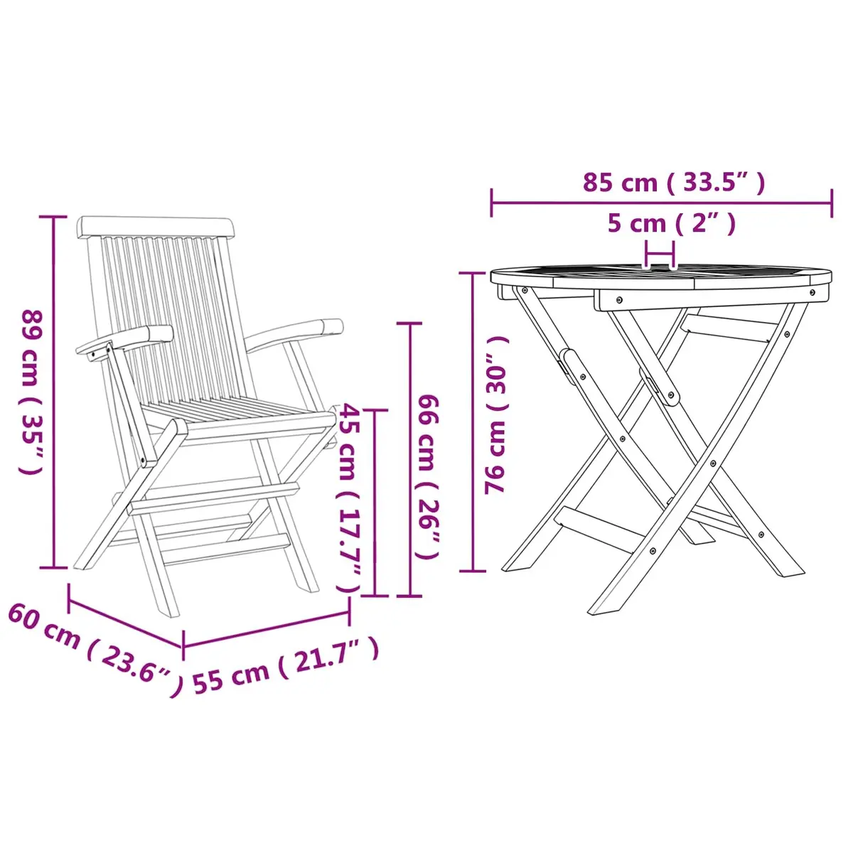 Garden Dining Set Brown 3 Piece Acacia Wood Outdoor Table Chairs Armrest