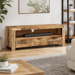 Compact Wooden TV Cabinet 110x30x40 cm with Drawers