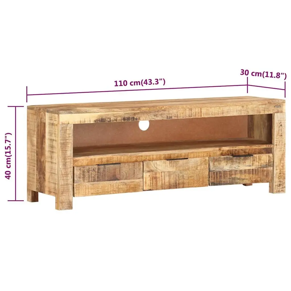 TV Cabinet Brown 110x30x40 cm Wooden Media Unit with Drawers Storage Compartment