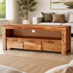 Stylish TV Cabinet 110x30x40 cm Made of Acacia Wood
