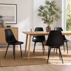 Concise and Modern Black Dining Chairs Set of 4
