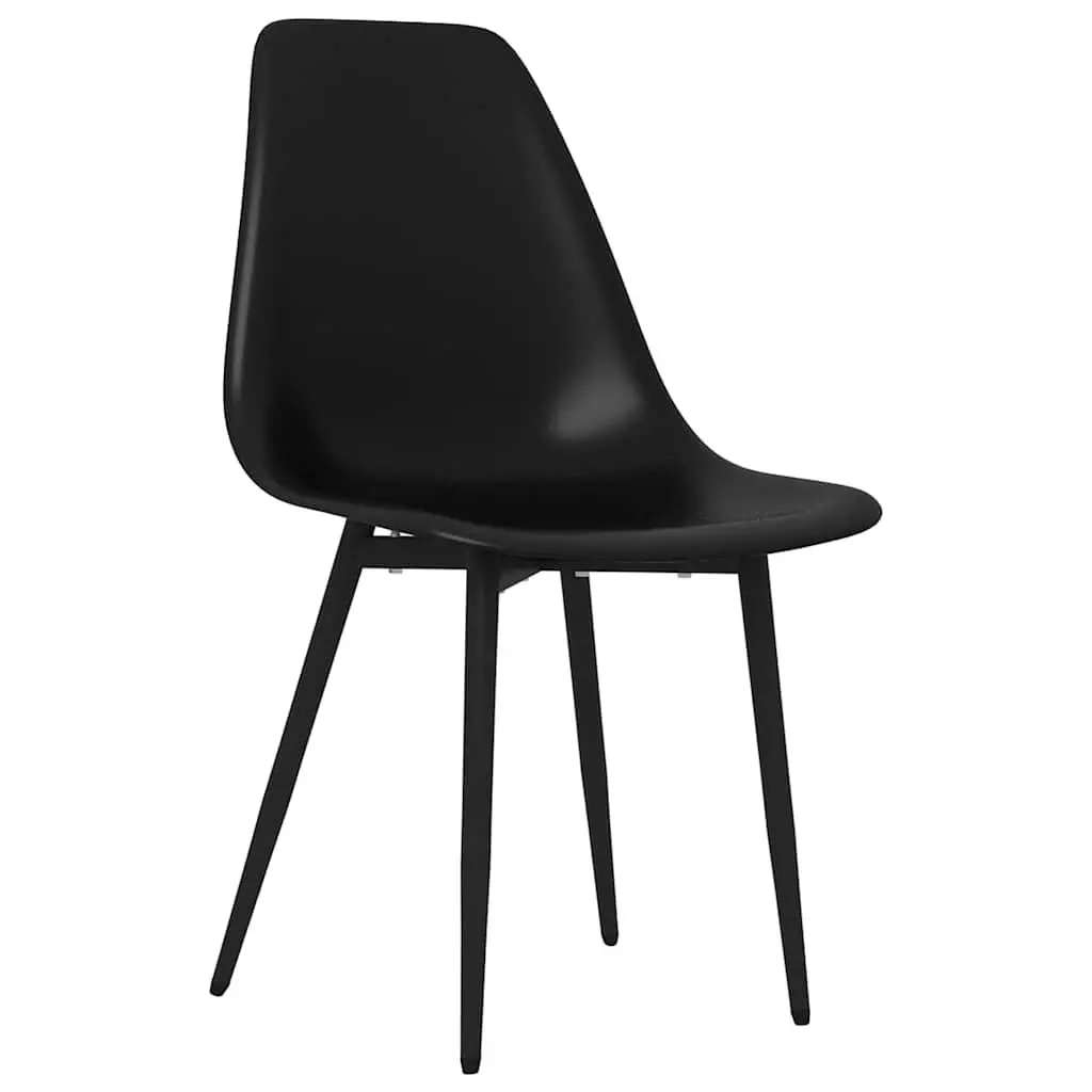 Dining Chairs Black Set of 4 Ergonomic Curved Backrest Metal Legs