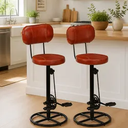 Concise Brown Upholstered Bar Stools 2 pcs