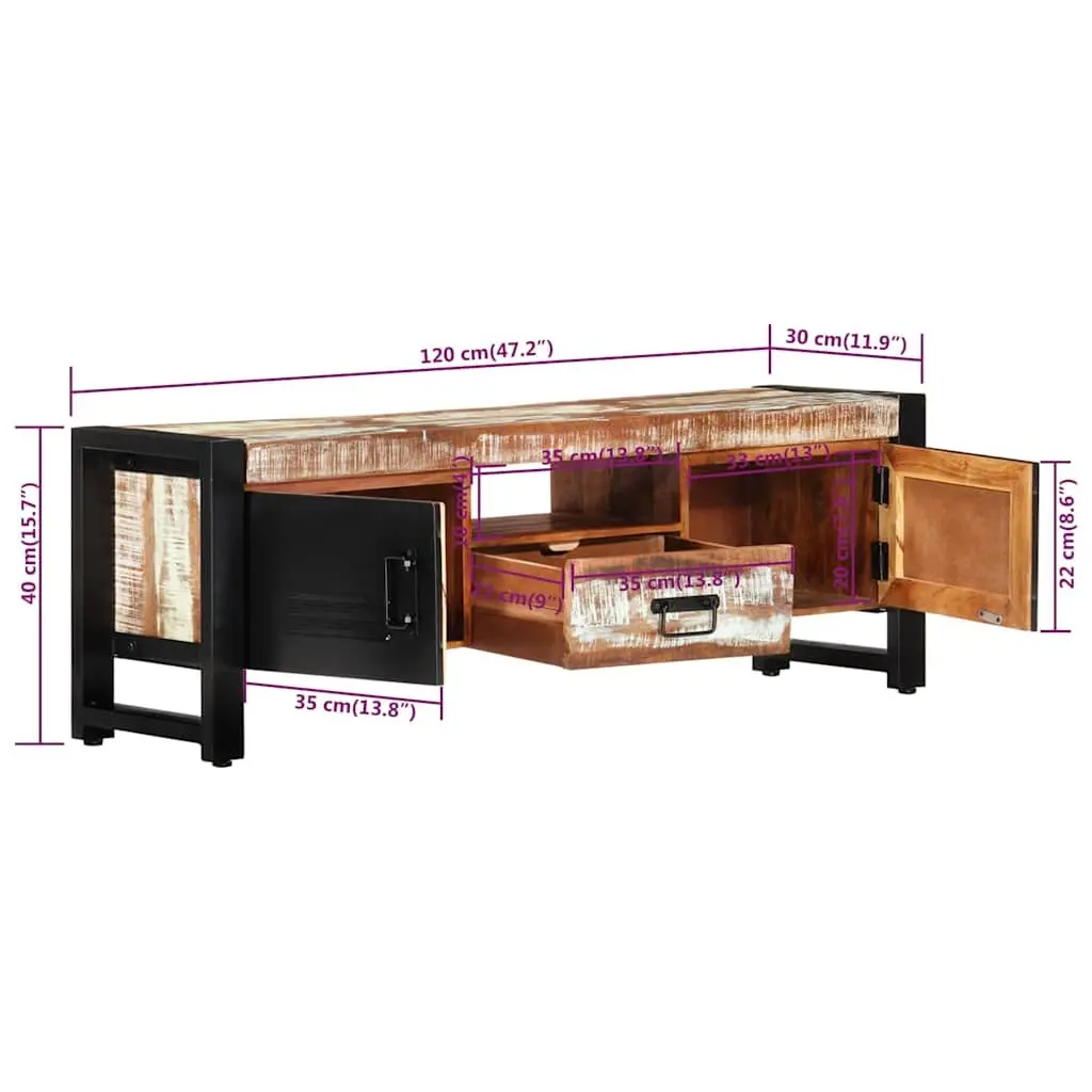 TV Cabinet with Reclaimed Wood and Storage Options