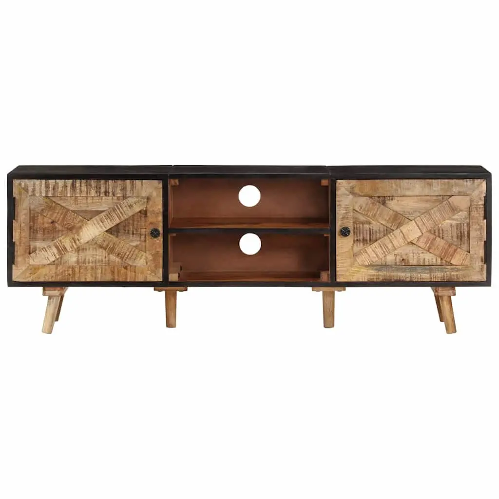 TV Cabinet Brown 140x30x46 cm Rough Mango Wood Acacia Living Room Bedroom Storage