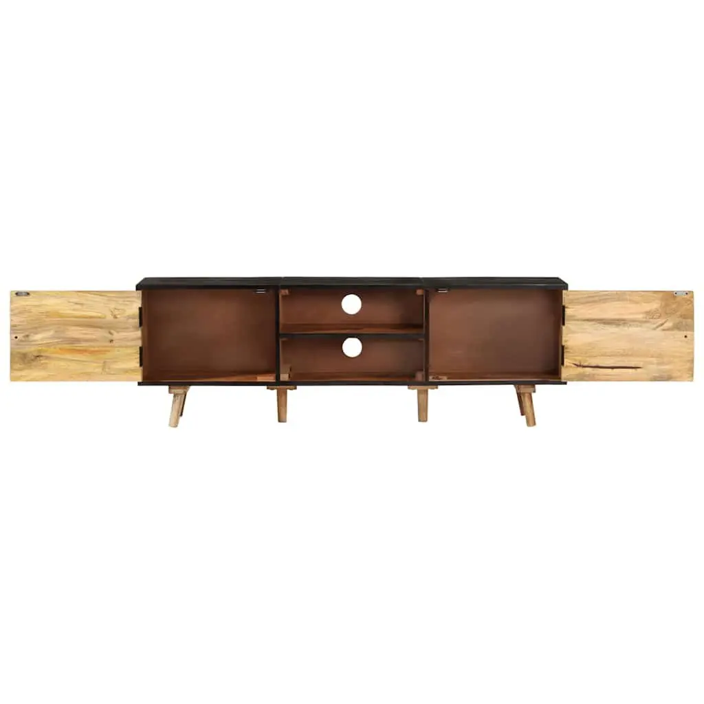 TV Cabinet Brown 140x30x46 cm Rough Mango Wood Acacia Living Room Bedroom Storage