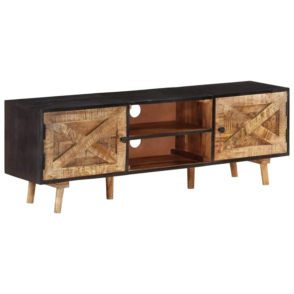 TV Cabinet Brown 140x30x46 cm Rough Mango Wood Acacia Living Room Bedroom Storage
