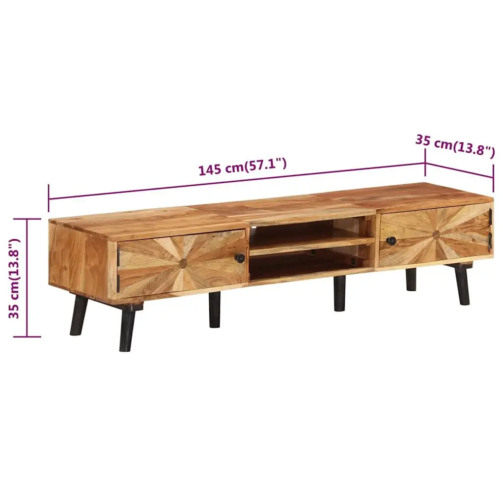 TV Cabinet Brown 145x35x35 cm Solid Acacia Wood Storage Furniture
