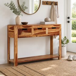 Compact and Sturdy Wooden Console Table