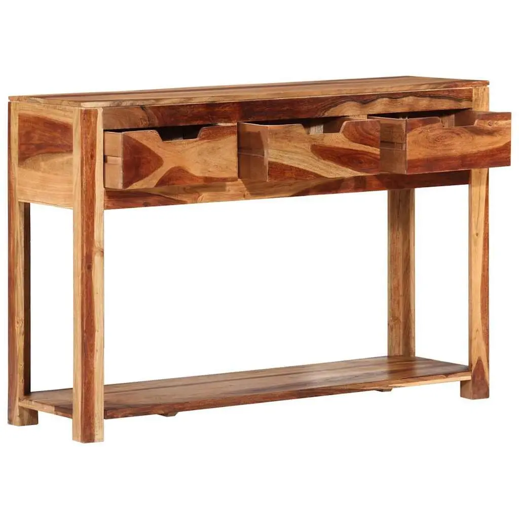 Wooden Console Table Brown 110x35x75 cm Solid Acacia 3 Drawer