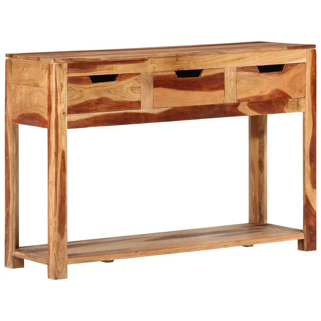 Wooden Console Table Brown 110x35x75 cm Solid Acacia 3 Drawer