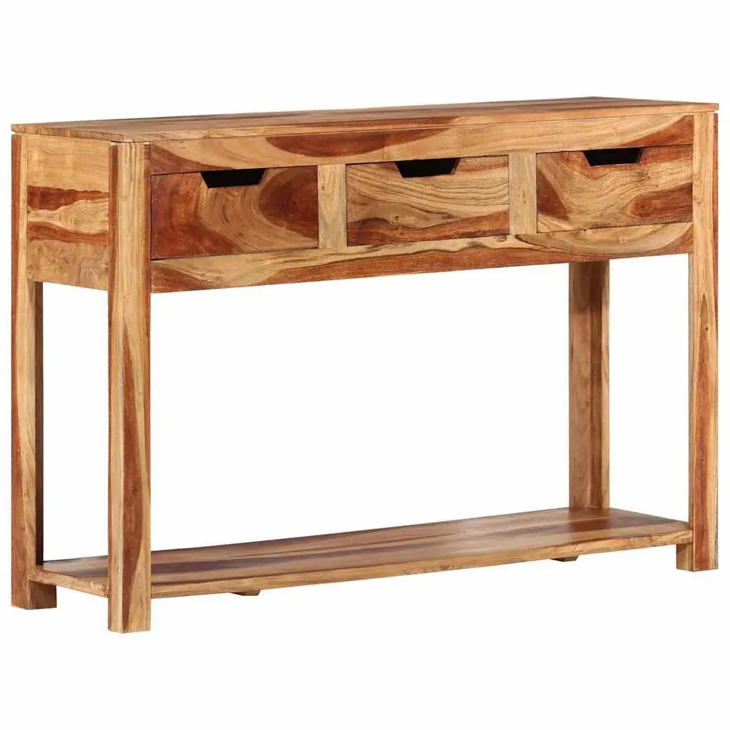 Wooden Console Table Brown 110x35x75 cm Solid Acacia 3 Drawer