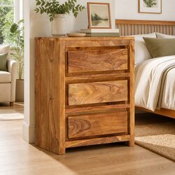 Compact Acacia Drawer Cabinet with 3 Spacious Drawers